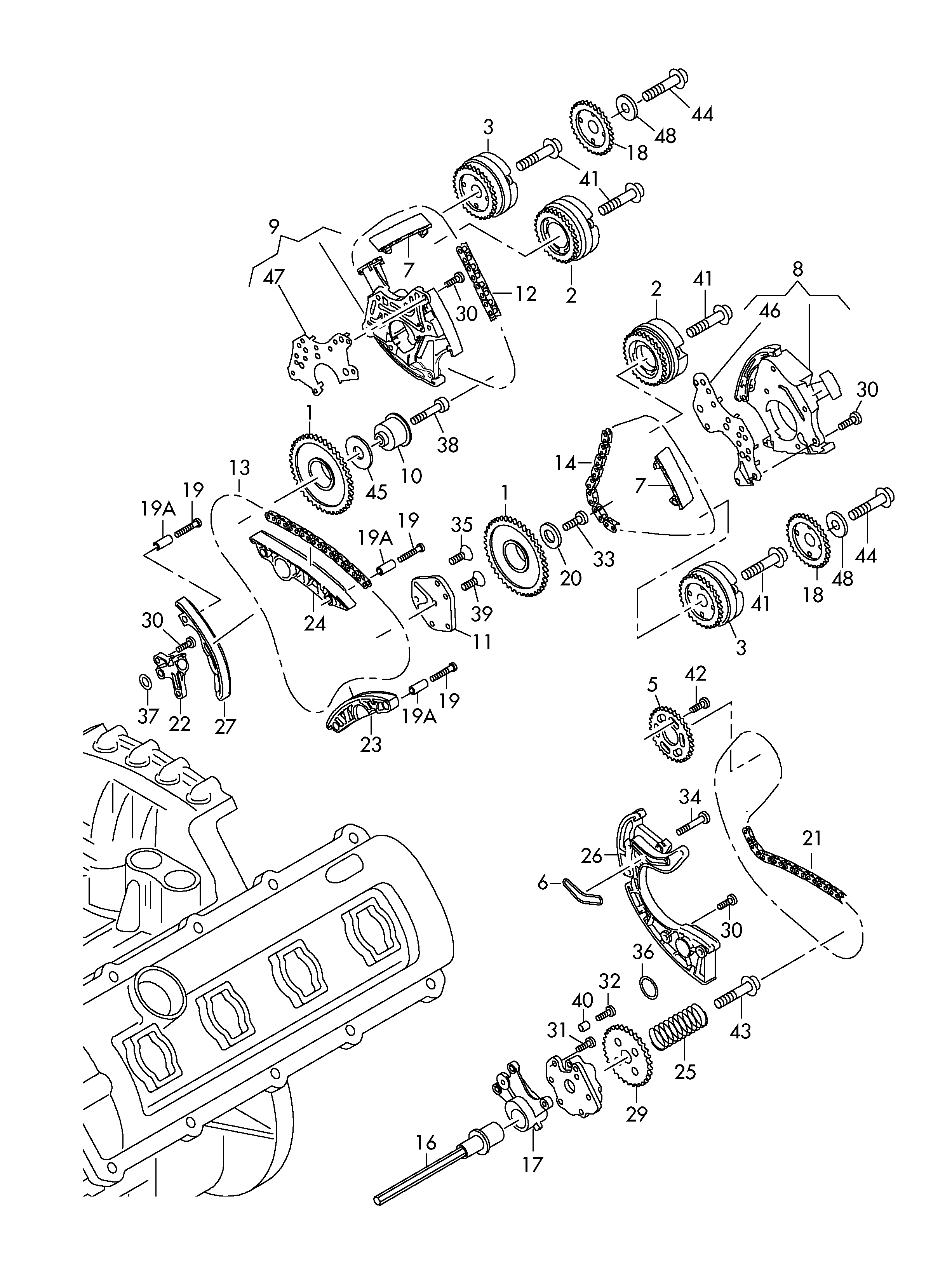 Seat 06E109218H - Комплект цепи привода распредвала autospares.lv