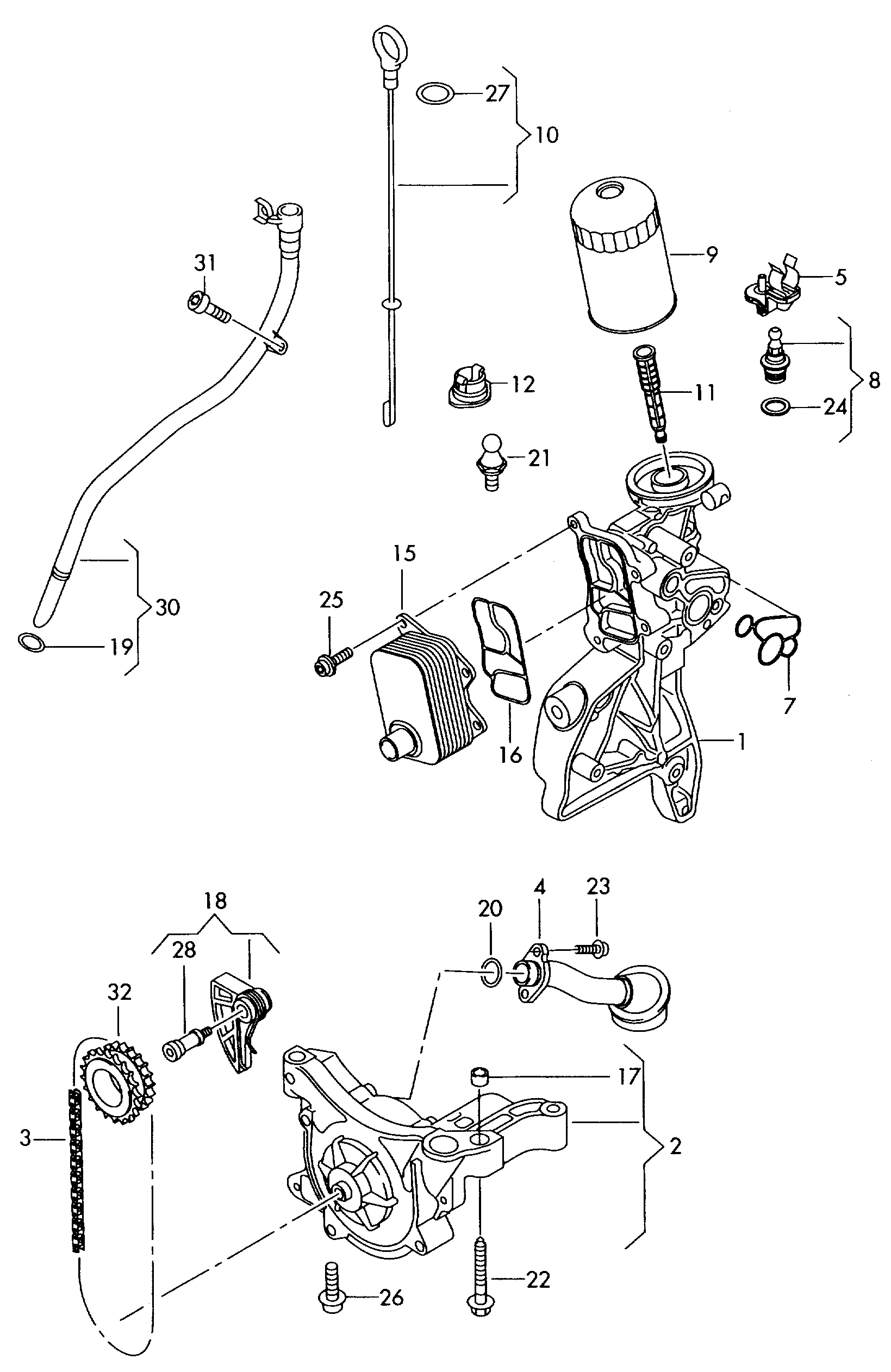 VW 06H 115 225 N - Комплект цепи, привод масляного насоса autospares.lv