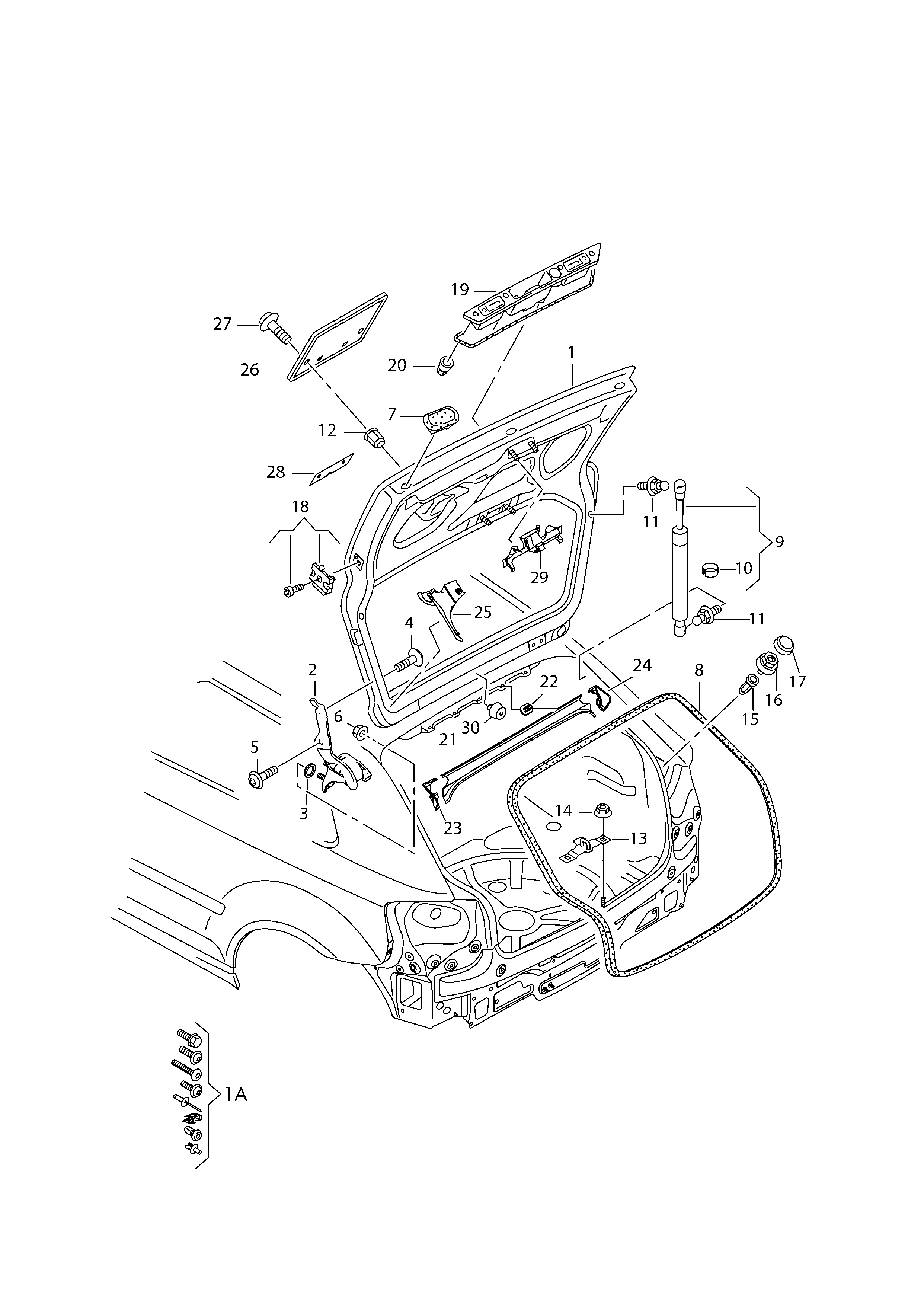 VW 8P4827552B - Газовая пружина, упор autospares.lv