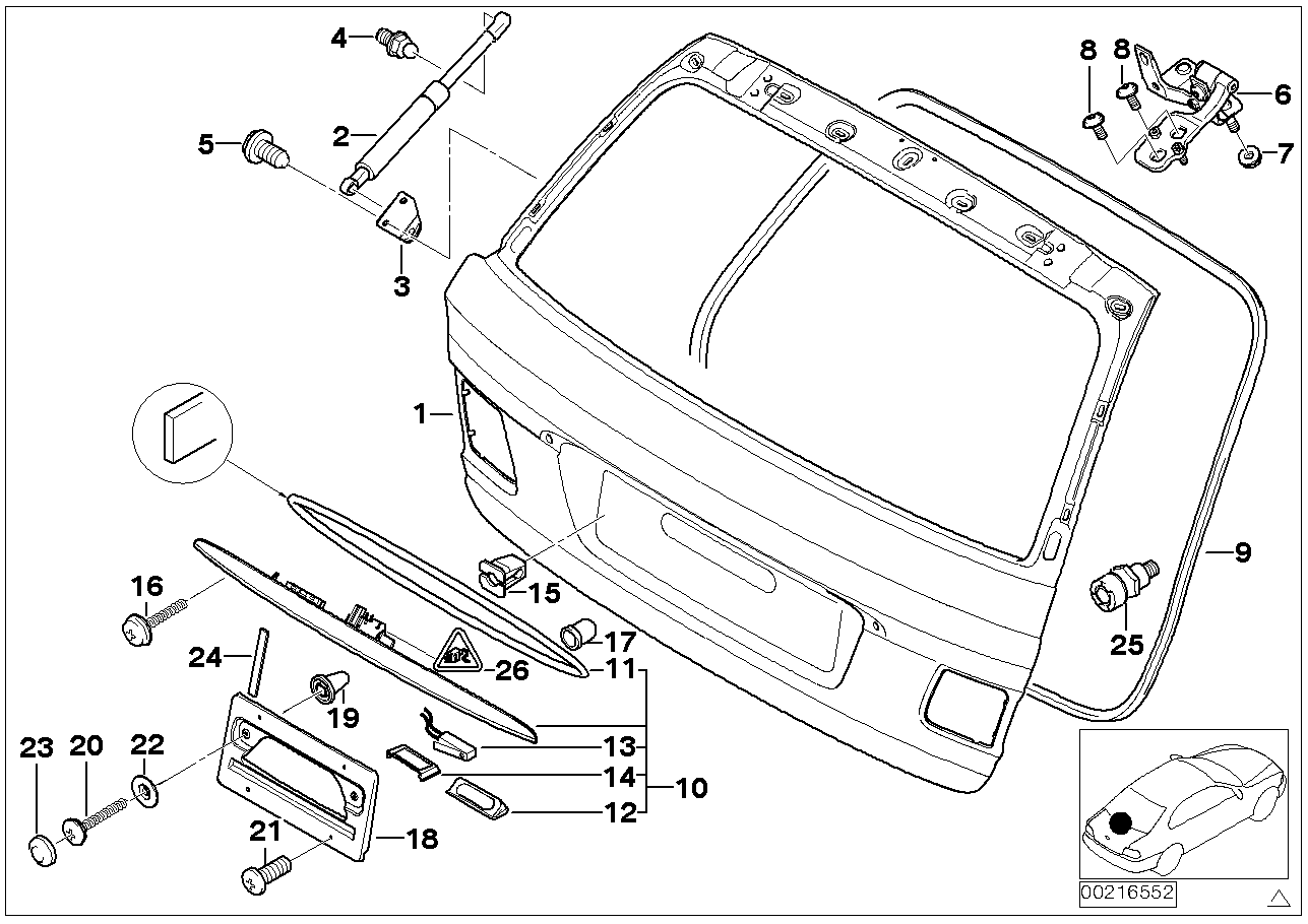 BMW 51248232873 - Газовая пружина, упор autospares.lv