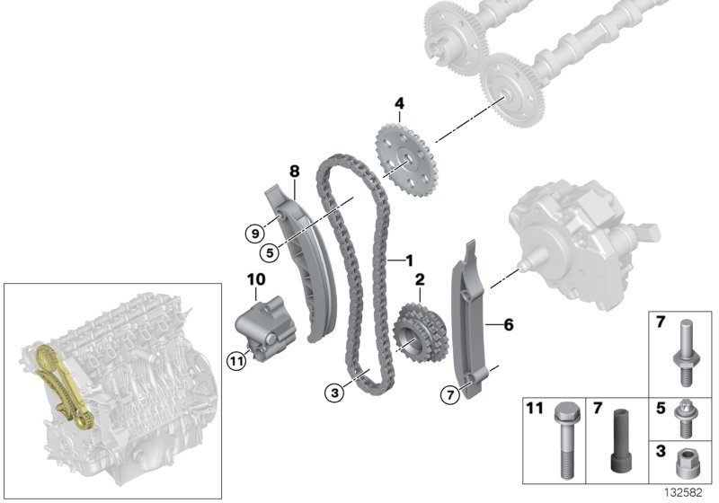 BMW 11 31 7 791 821 - Комплект цепи привода распредвала autospares.lv