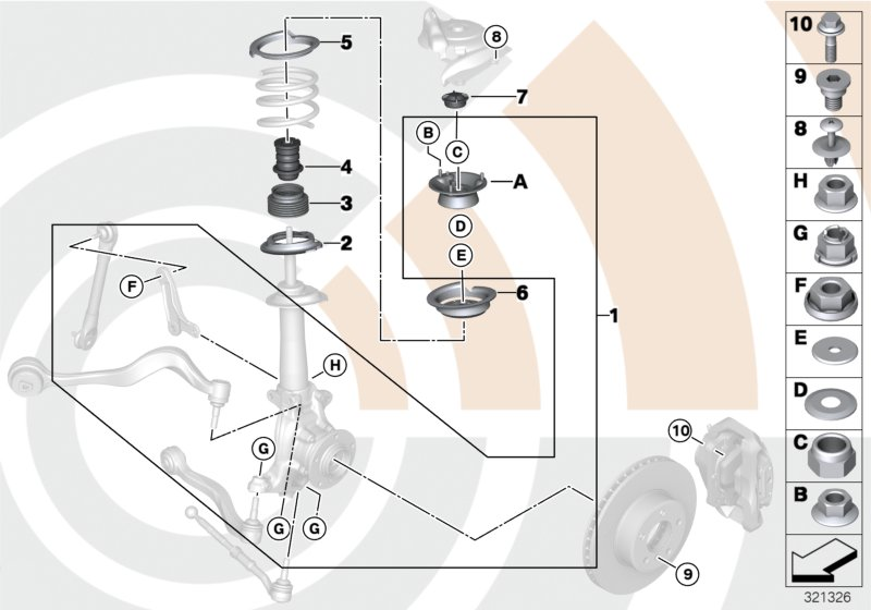 BMW 31 35 2 348 005* - Опора стойки амортизатора, подушка autospares.lv