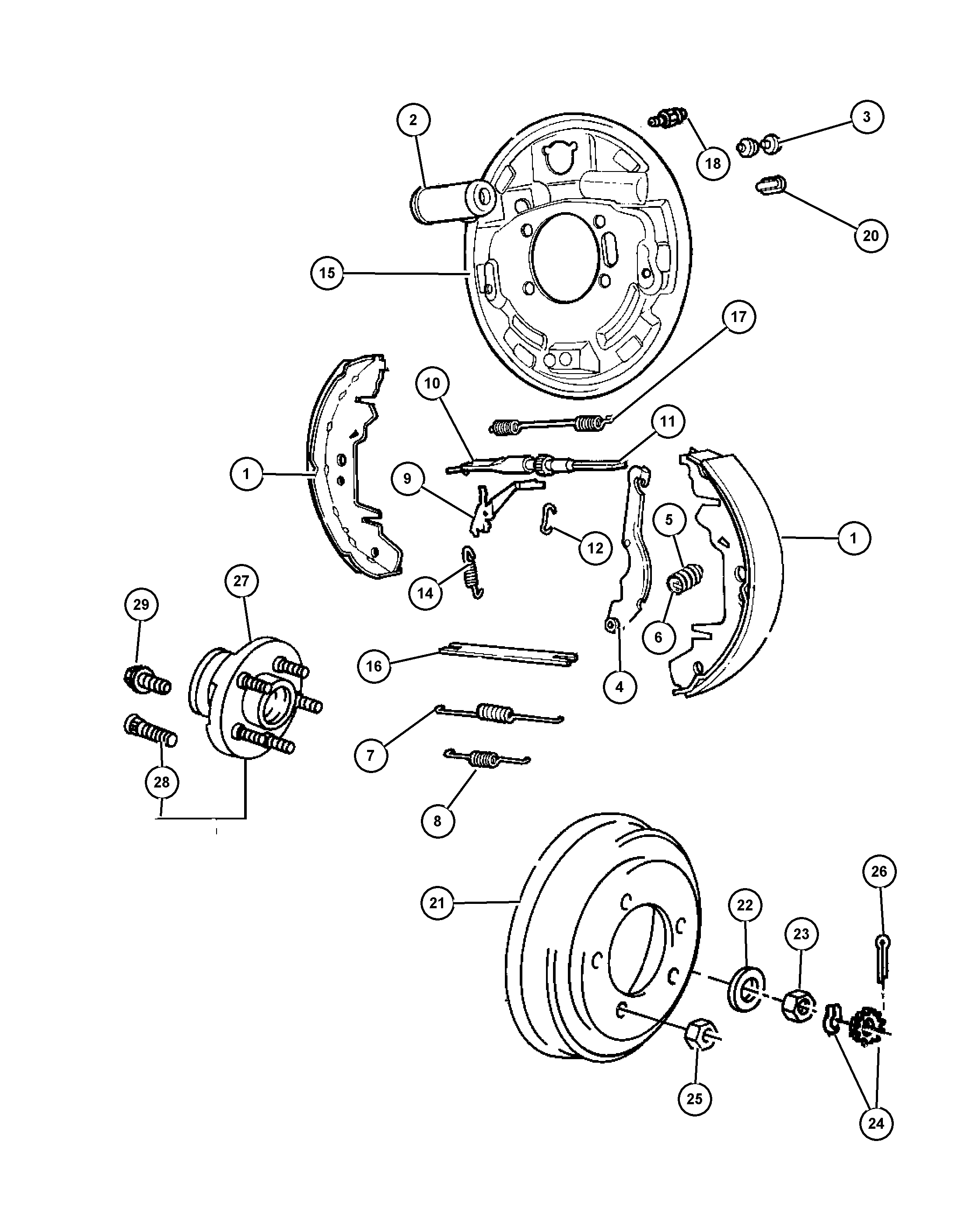 Chrysler 4883 833AA - Комплект тормозных колодок, барабанные autospares.lv