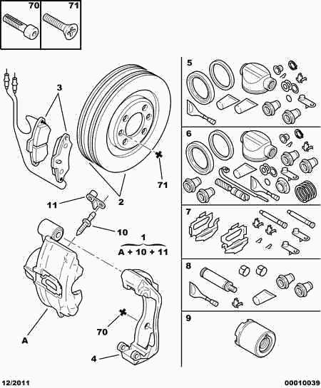 PEUGEOT 4448 82 - Тормозные колодки, дисковые, комплект autospares.lv