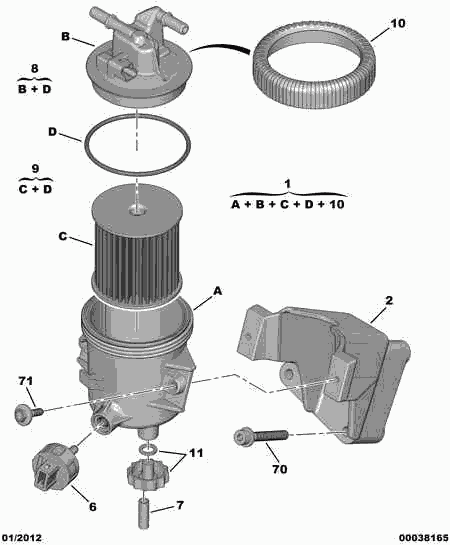 PEUGEOT 1901-62 - Топливный фильтр autospares.lv