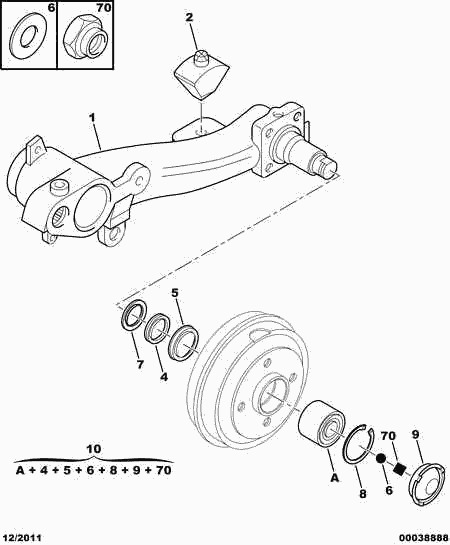 CITROËN (DF-PSA) 3748.39 - Подшипник ступицы колеса, комплект autospares.lv