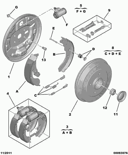 PEUGEOT 4241 N3 - Комплект тормозных колодок, барабанные autospares.lv