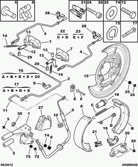 CITROËN 4745.W6 - Тросик, cтояночный тормоз autospares.lv