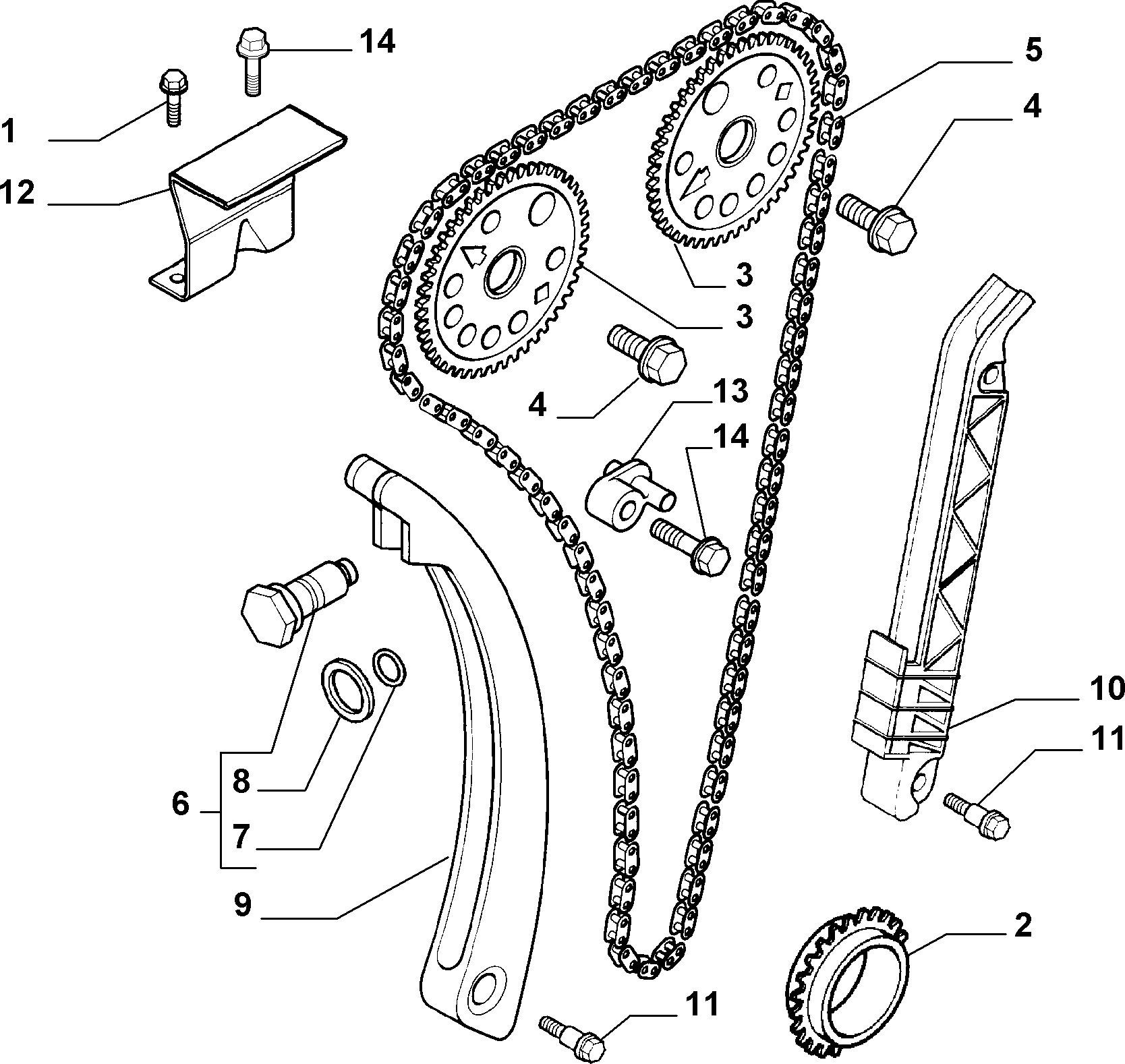 FIAT 71739282 - Комплект цепи привода распредвала autospares.lv