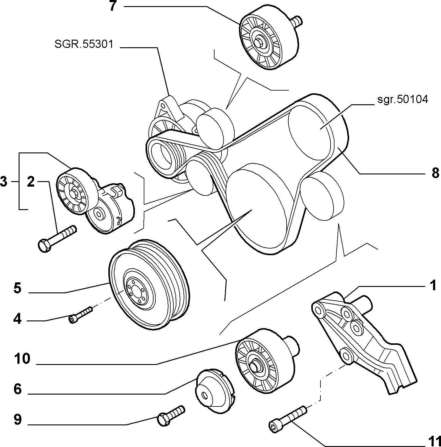 FIAT 55190052 - Ролик, поликлиновый ремень autospares.lv