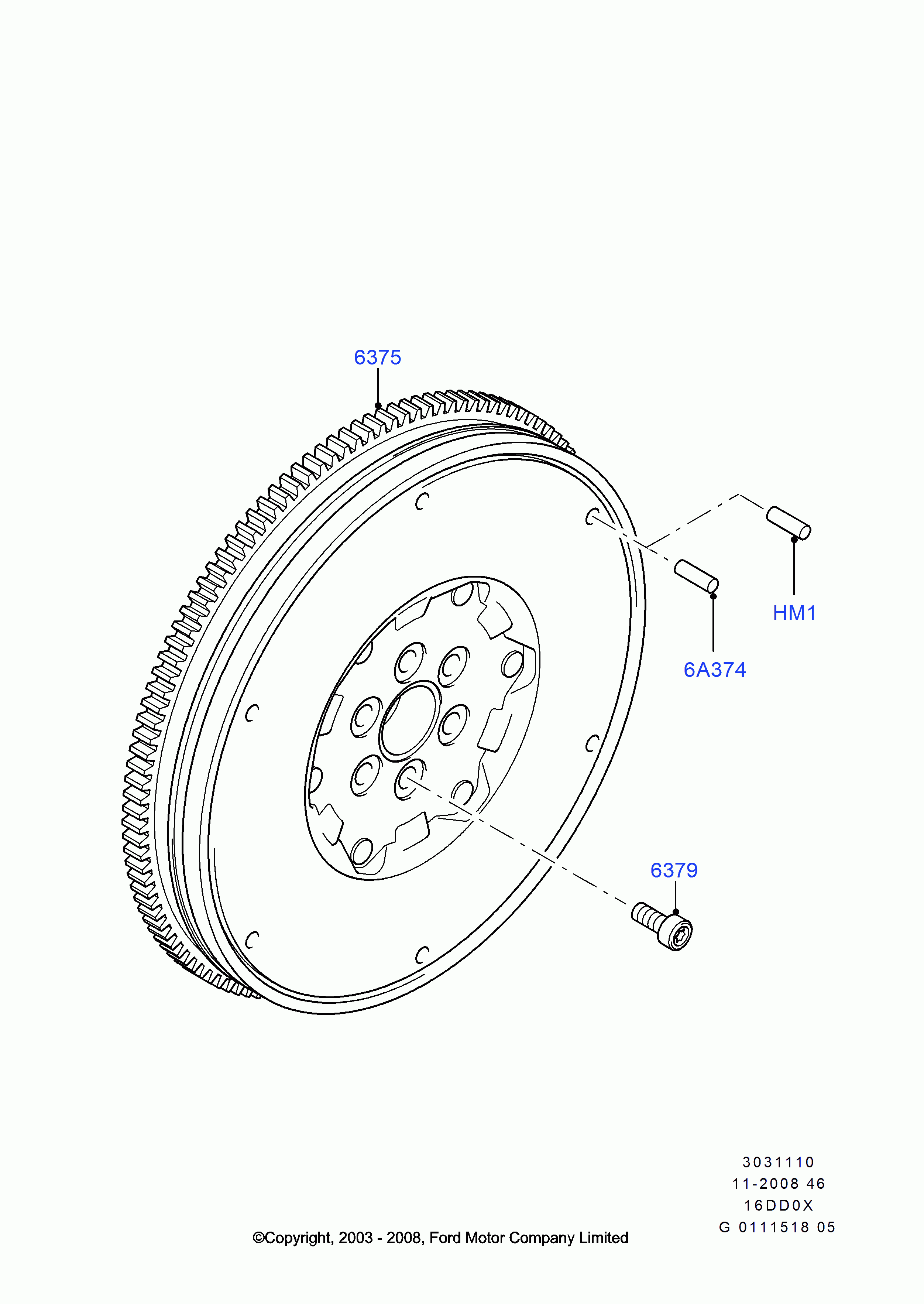 FORD 1732713 - Комплект болтов, маховик autospares.lv