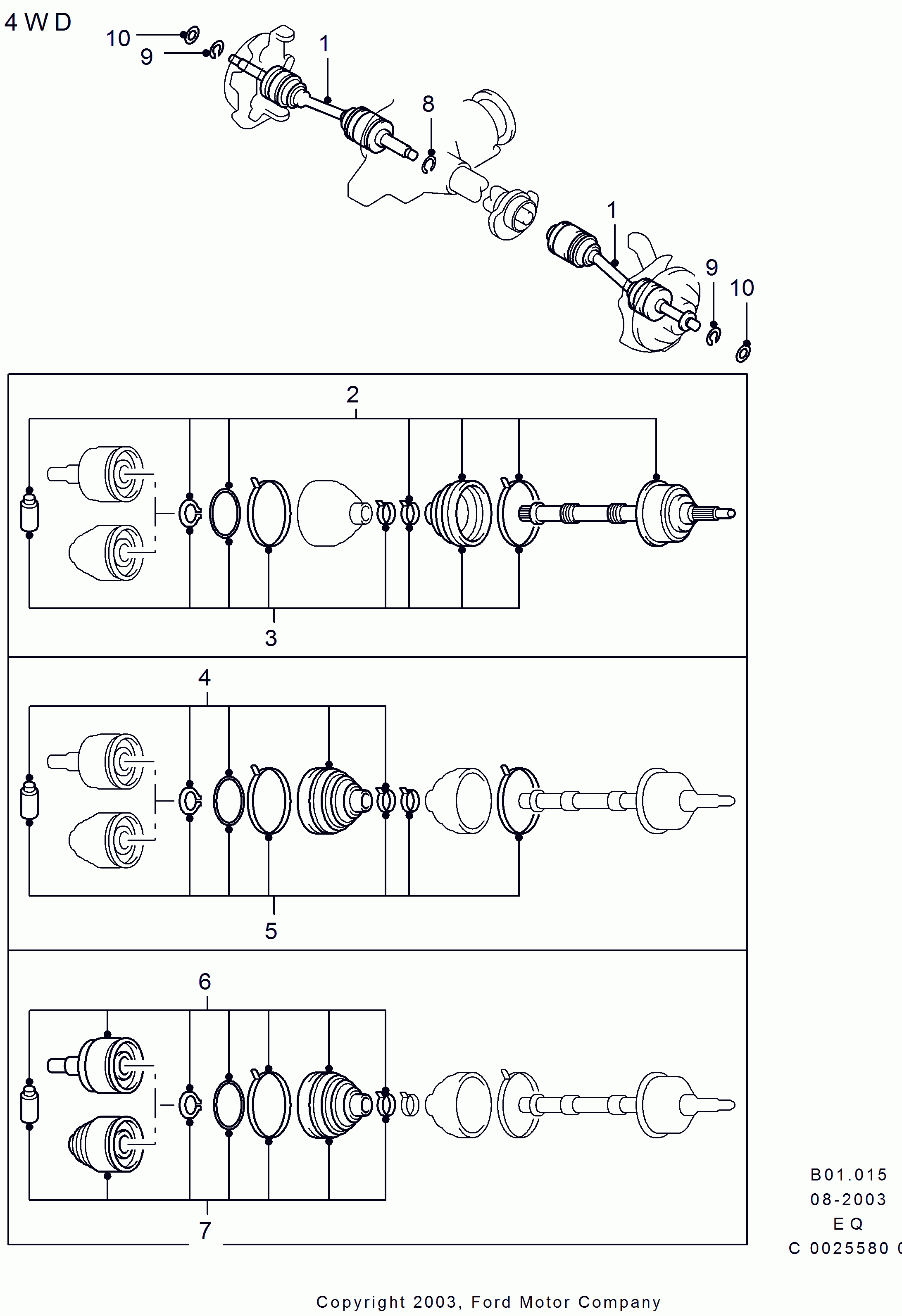 FORD 4524448 - Шарнир, ШРУС, приводной вал autospares.lv