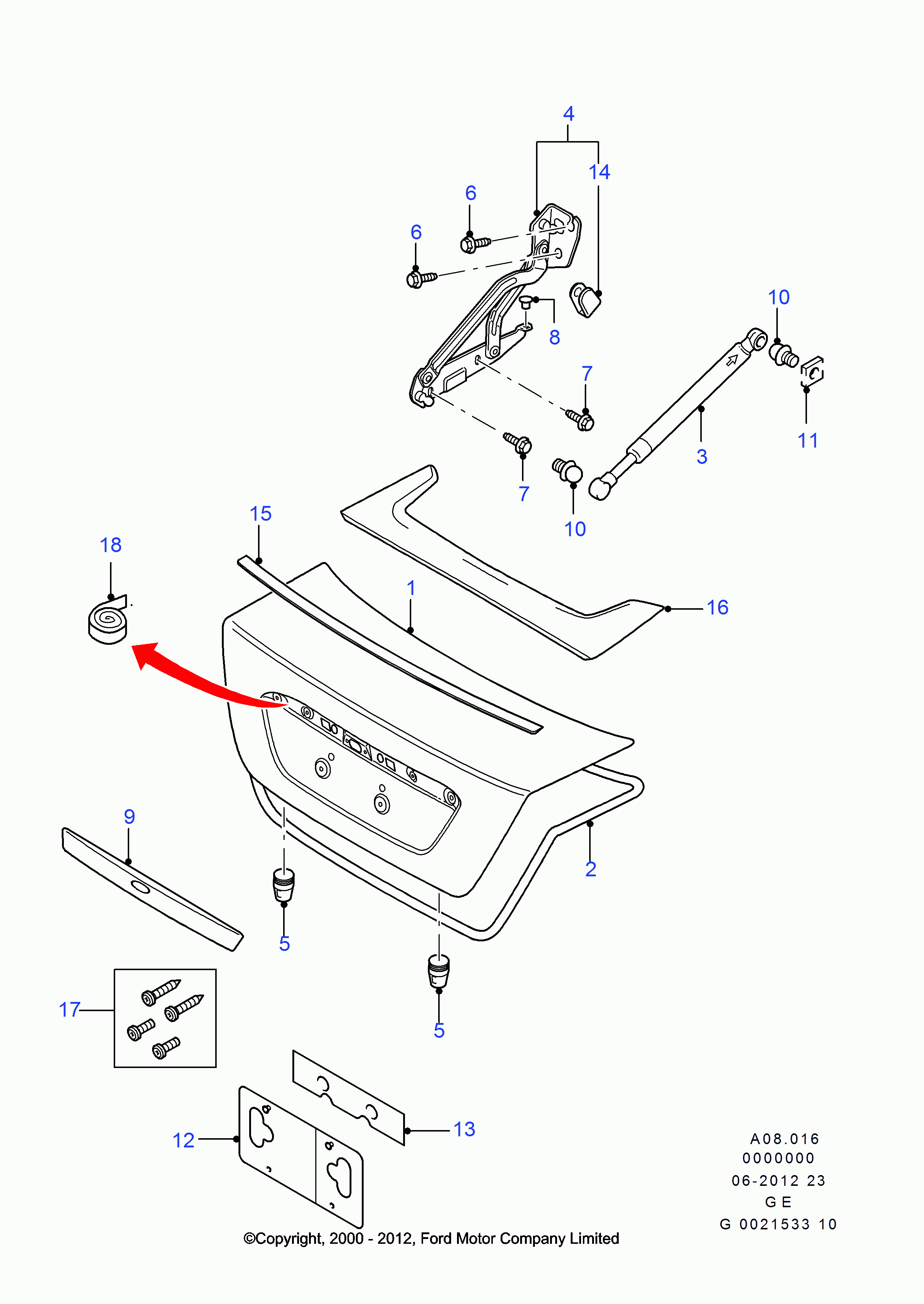 FORD 1117246 - Газовая пружина, упор autospares.lv