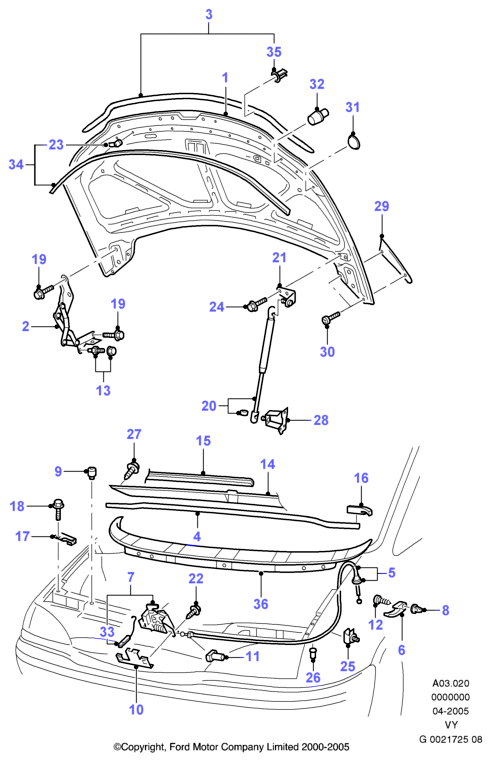 FORD 1133865 - Газовая пружина, капот autospares.lv