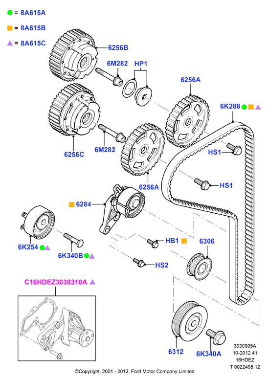 FORD 1672143 - Комплект зубчатого ремня ГРМ autospares.lv