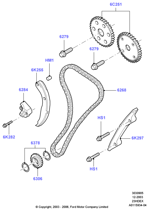 FORD 1355395 - Комплект цепи привода распредвала autospares.lv