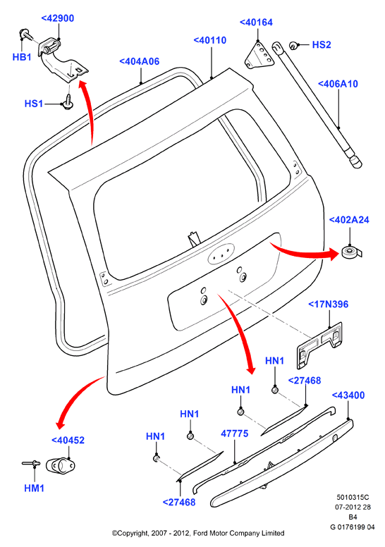 FORD 1684275 - Газовая пружина, упор autospares.lv