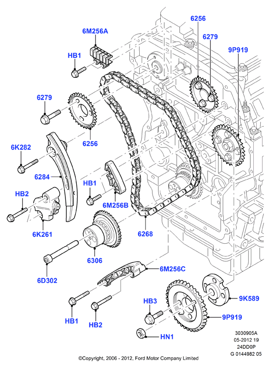 FORD 1 372 841 - Цепь привода распредвала autospares.lv