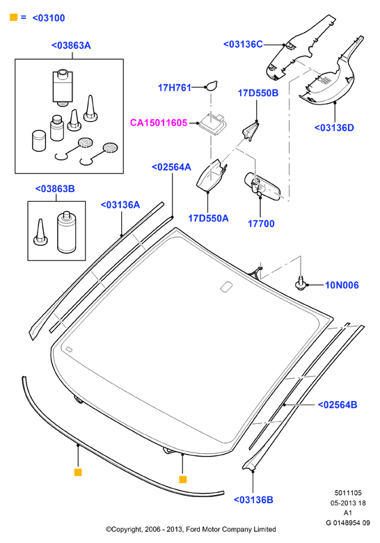 FORD 1 773 613 - Облицовка / защитная накладка, ветровое стекло autospares.lv