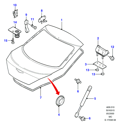 FORD 1060979 - Газовая пружина, упор autospares.lv