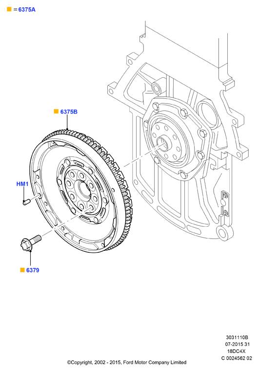 FORD 1131848 - Комплект болтов, маховик autospares.lv