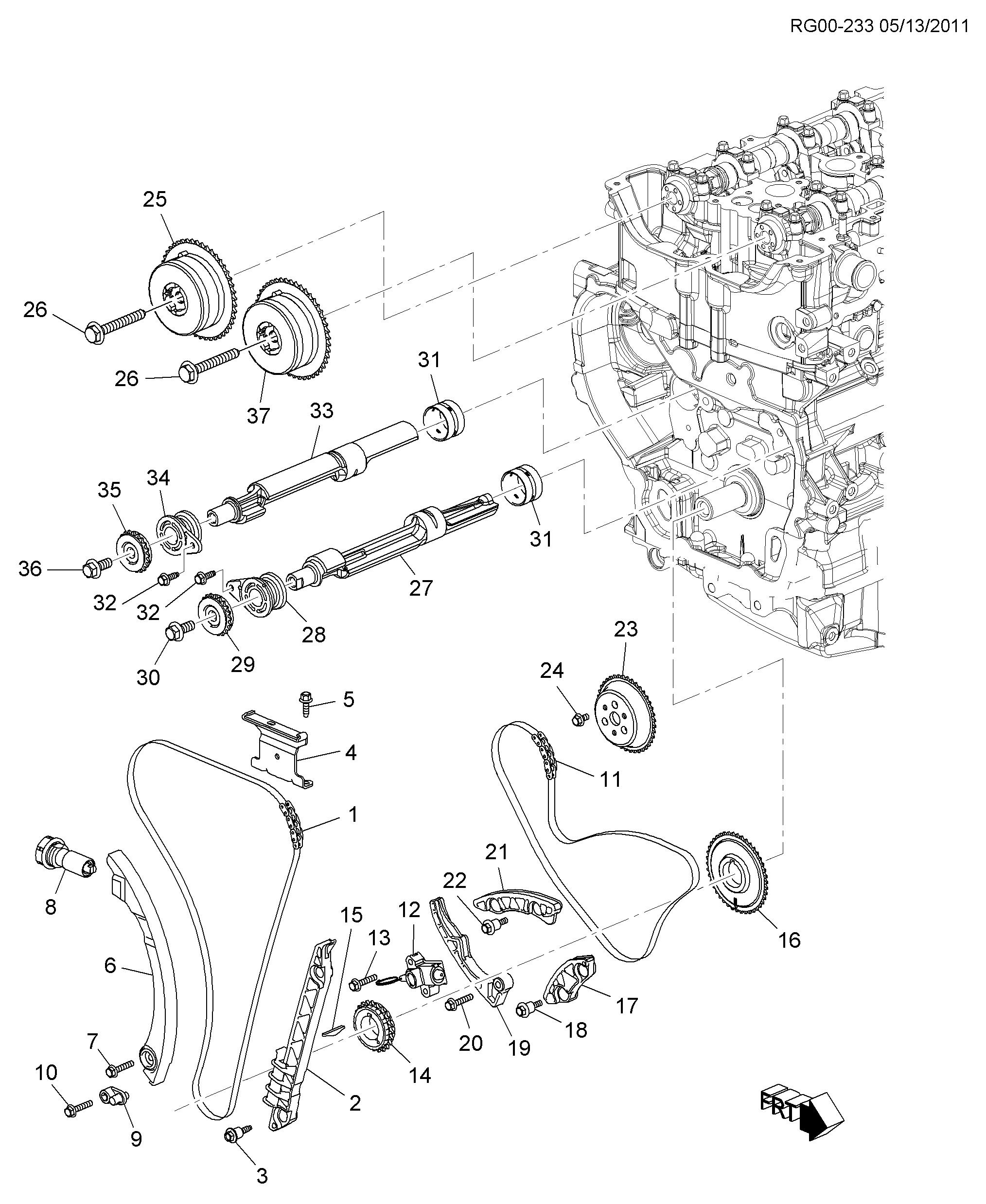 Opel 24449448 - Комплект цепи привода распредвала autospares.lv