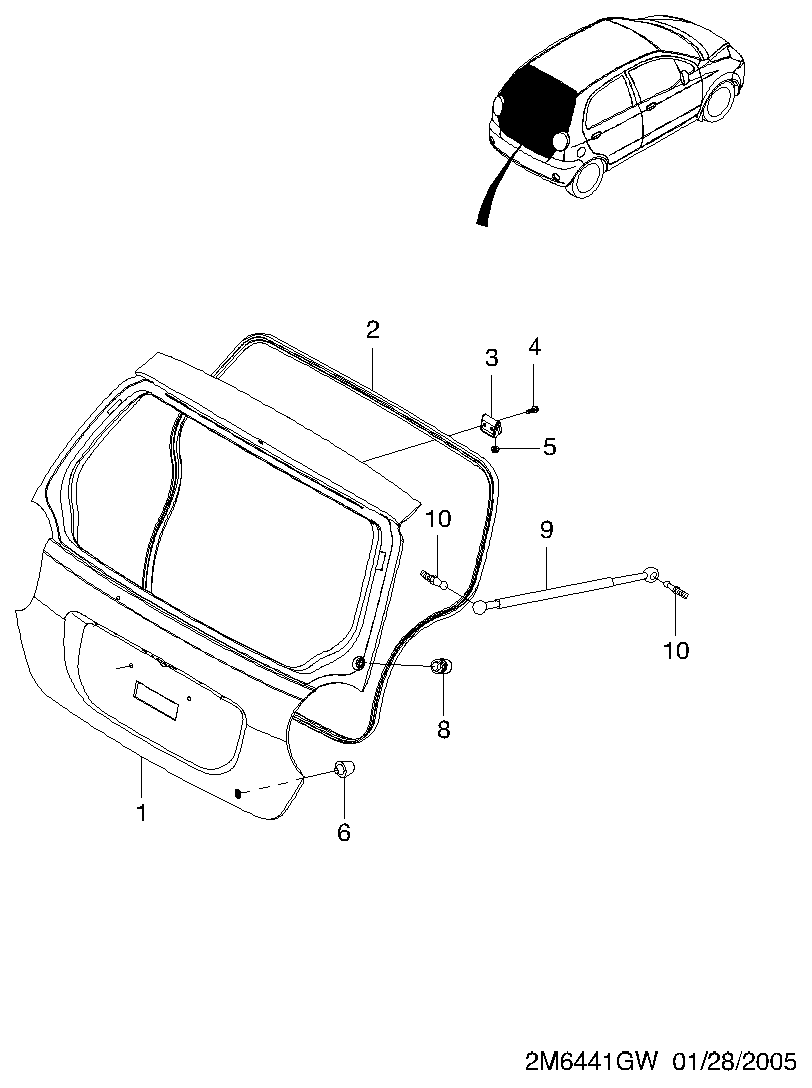 DAEWOO 96601844 - Газовая пружина, упор autospares.lv