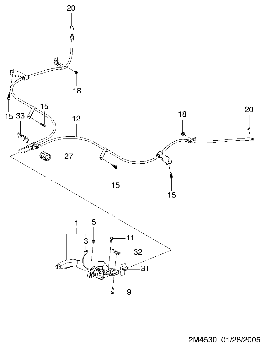 KIA 96482028 - Тросик, cтояночный тормоз autospares.lv