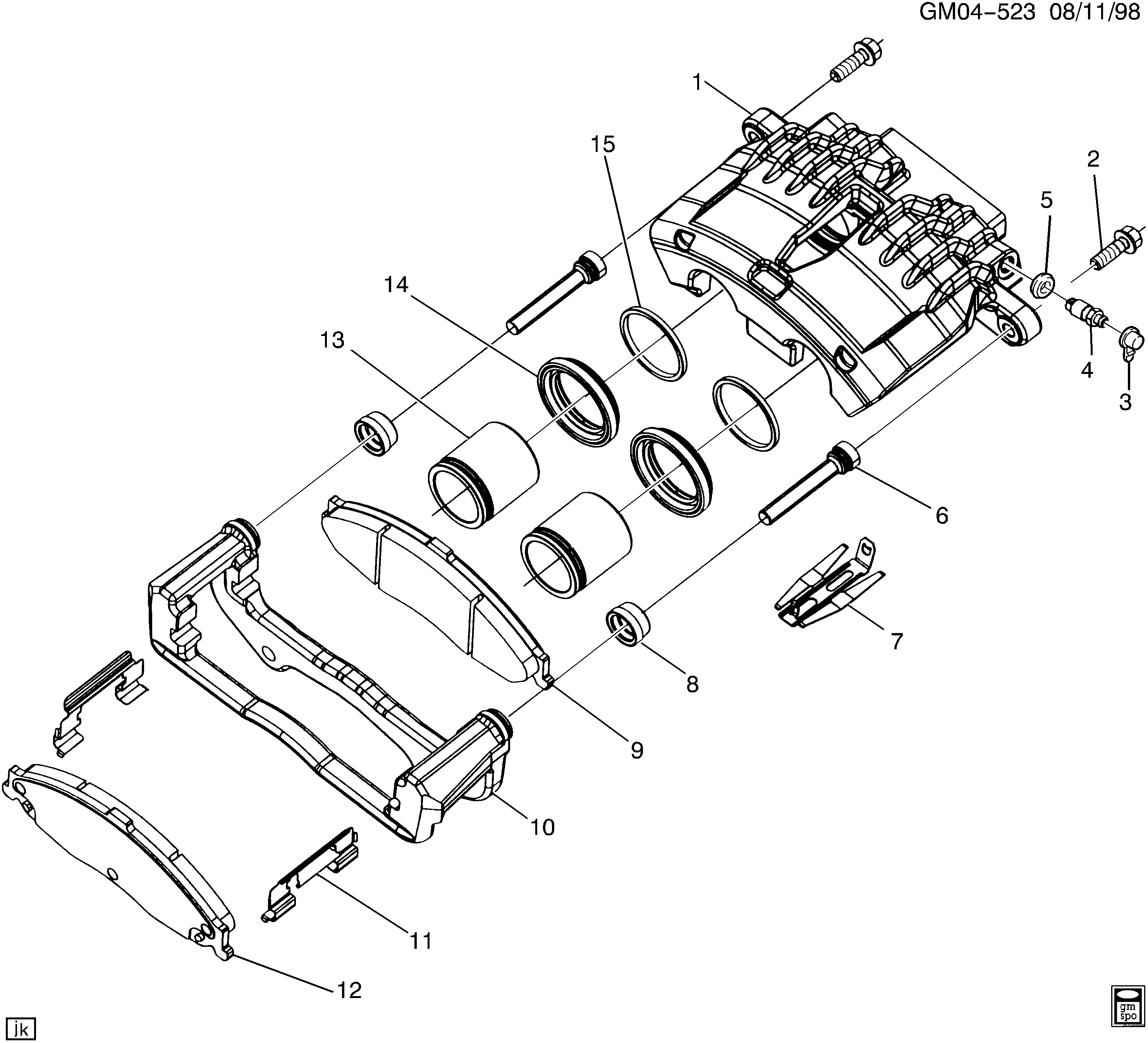 Cadillac 18045936 - Тормозные колодки, дисковые, комплект autospares.lv