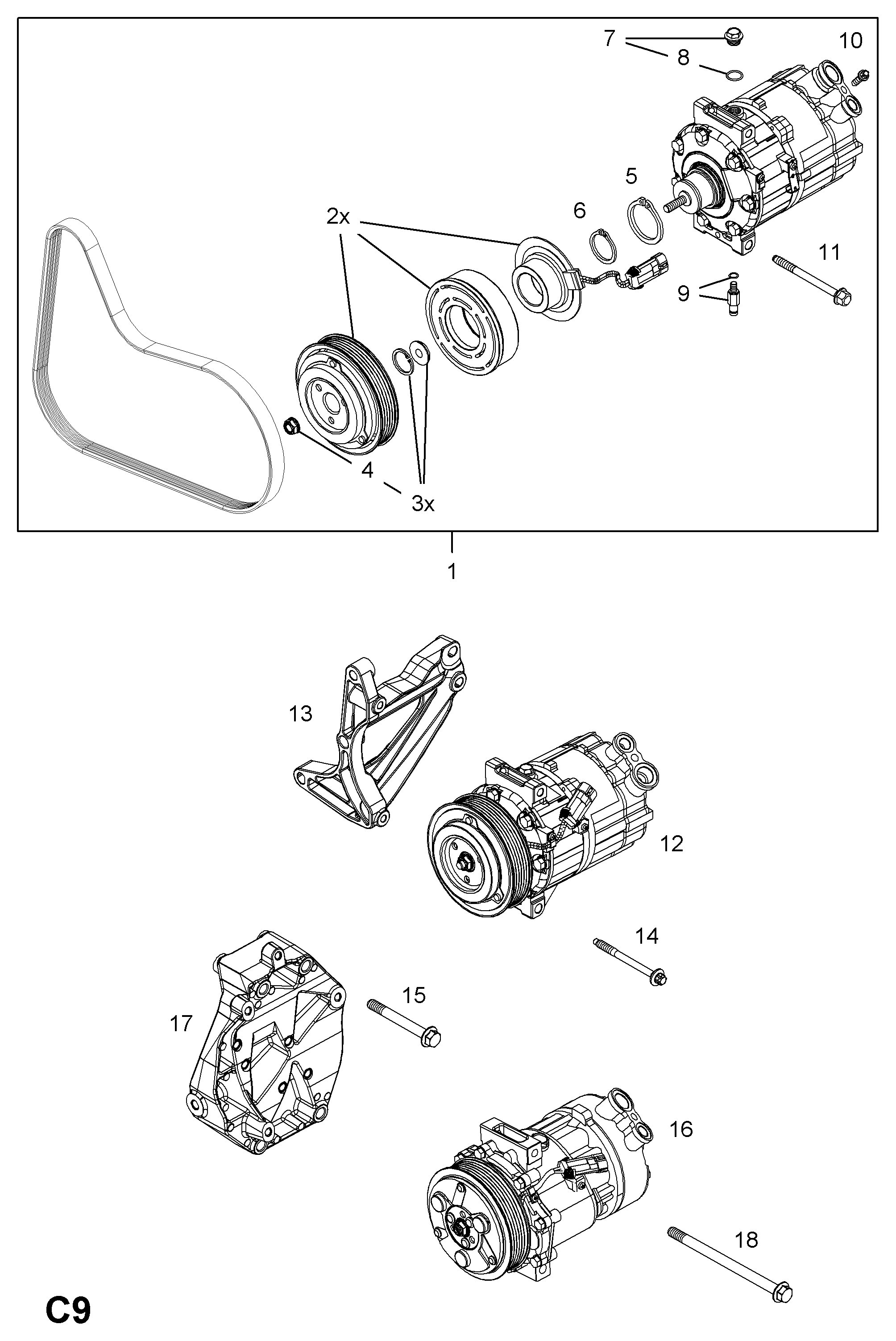 Vauxhall 12759394 - Компрессор кондиционера autospares.lv