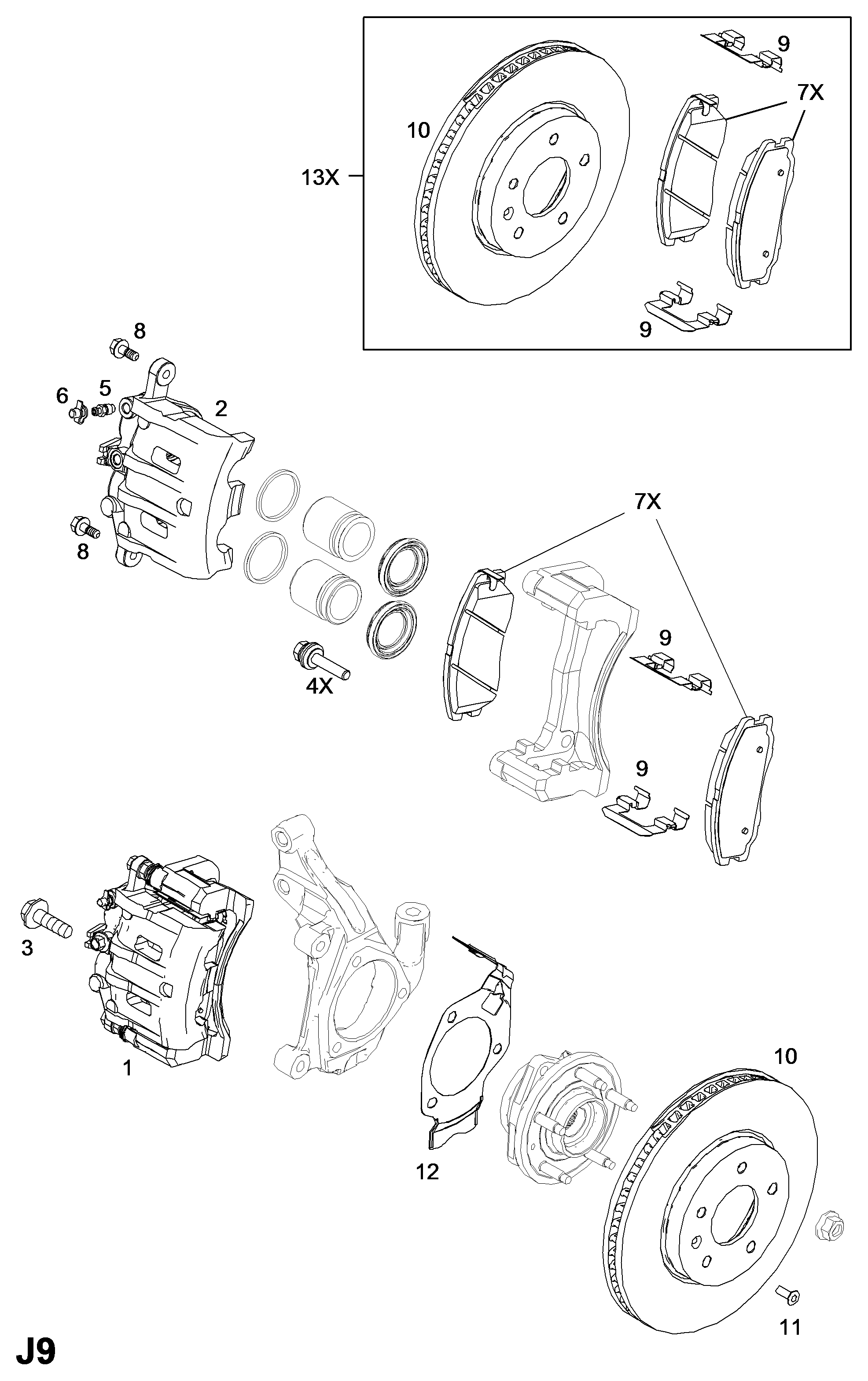 Vauxhall 95599732 - Тормозные колодки, дисковые, комплект autospares.lv