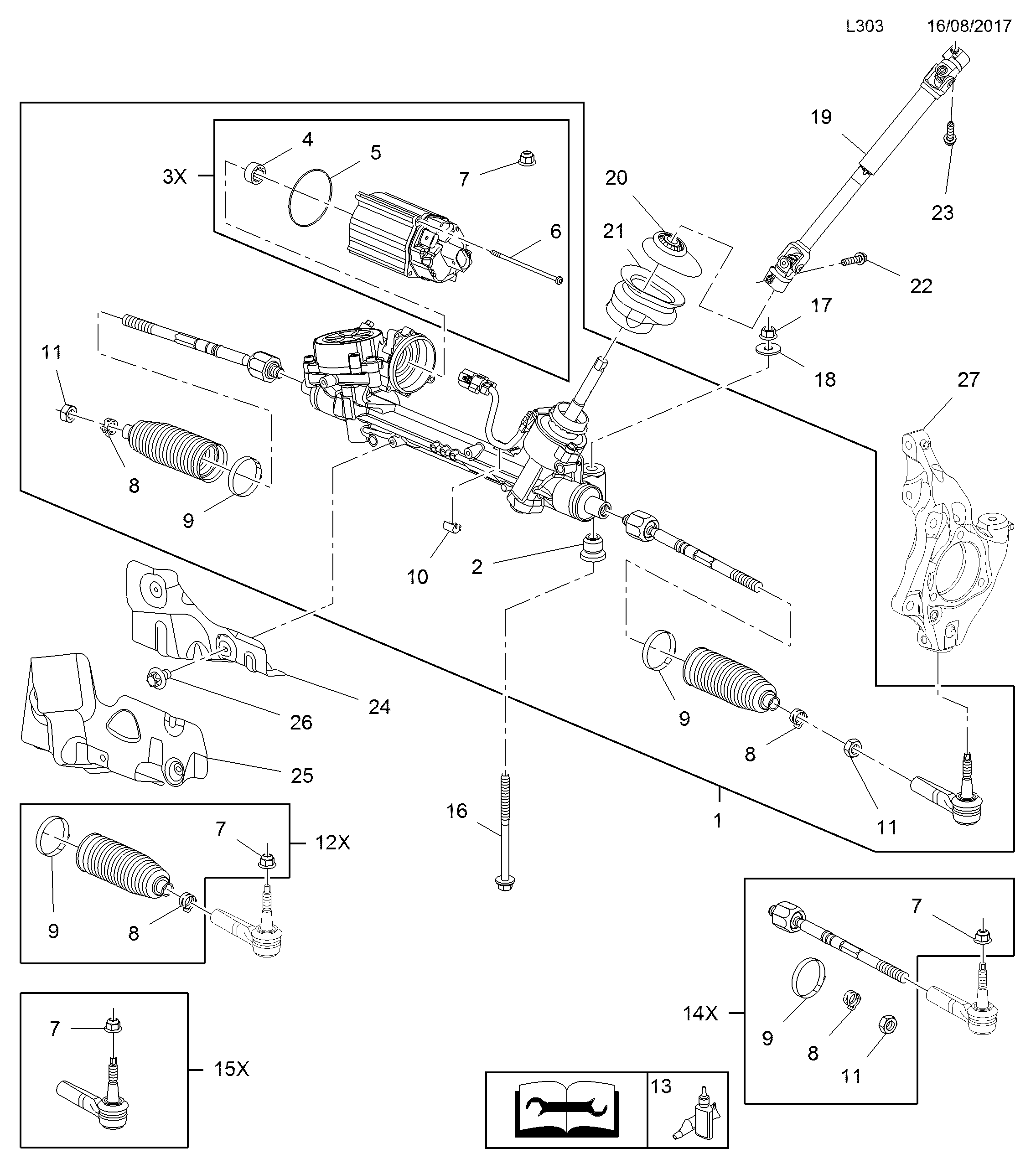 Opel 16 09 182 - Комплект пыльника, рулевое управление autospares.lv