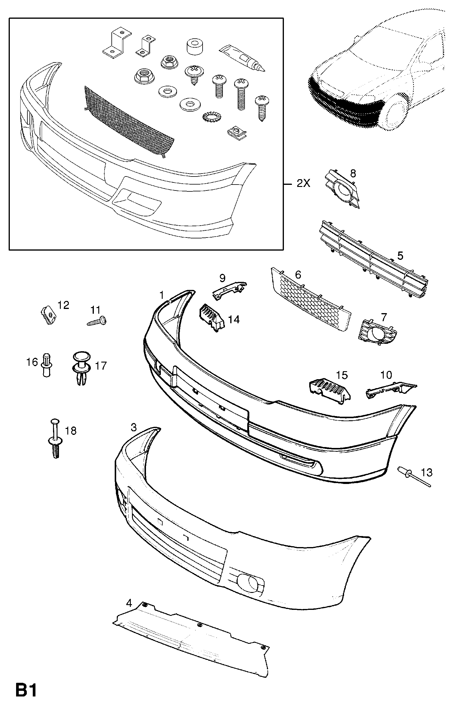 Opel 1400196 - Буфер, бампер autospares.lv