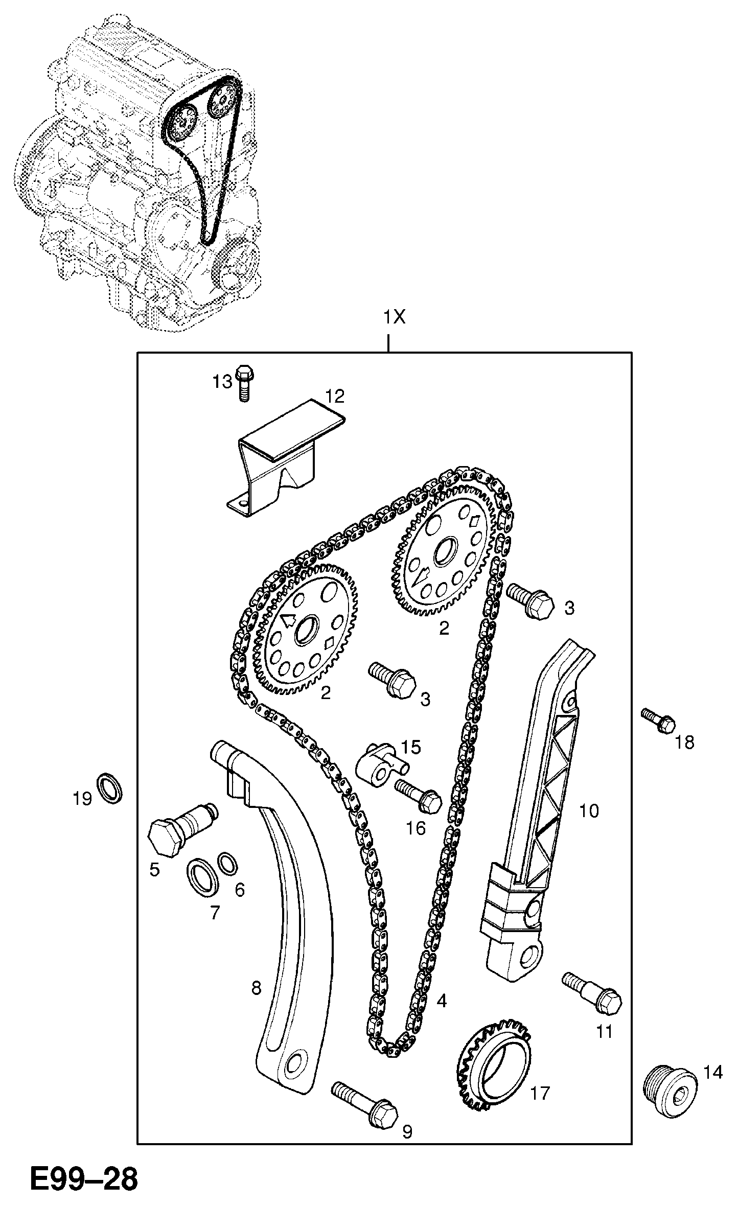 Opel 636 544 - Комплект цепи привода распредвала autospares.lv