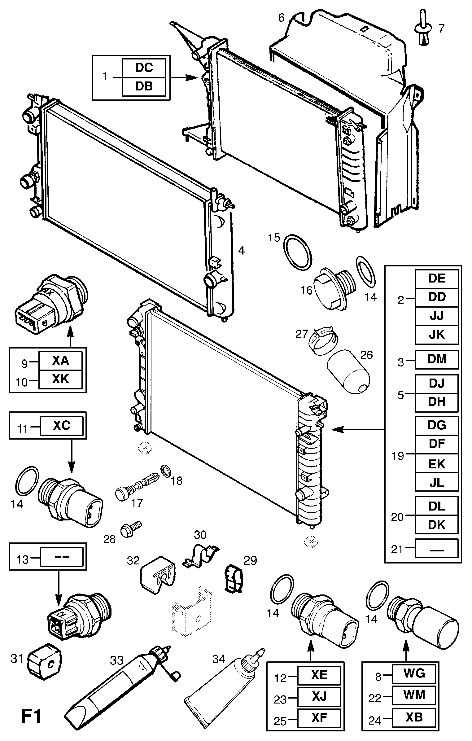 Vauxhall 1302110 - Радиатор, охлаждение двигателя autospares.lv