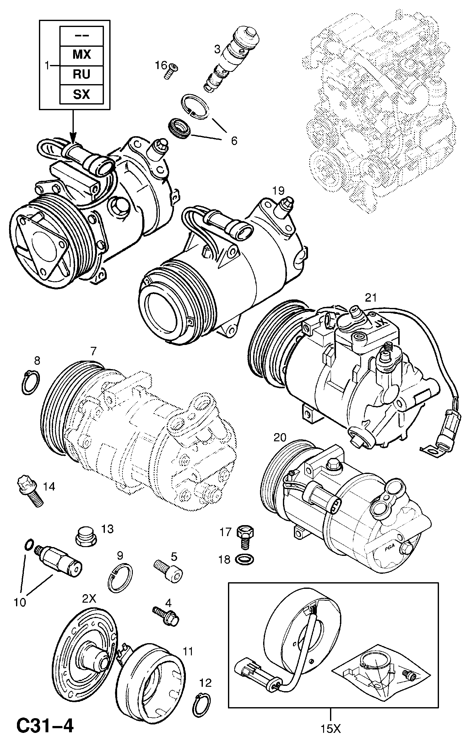 Vauxhall 68 54 031 - Компрессор кондиционера autospares.lv