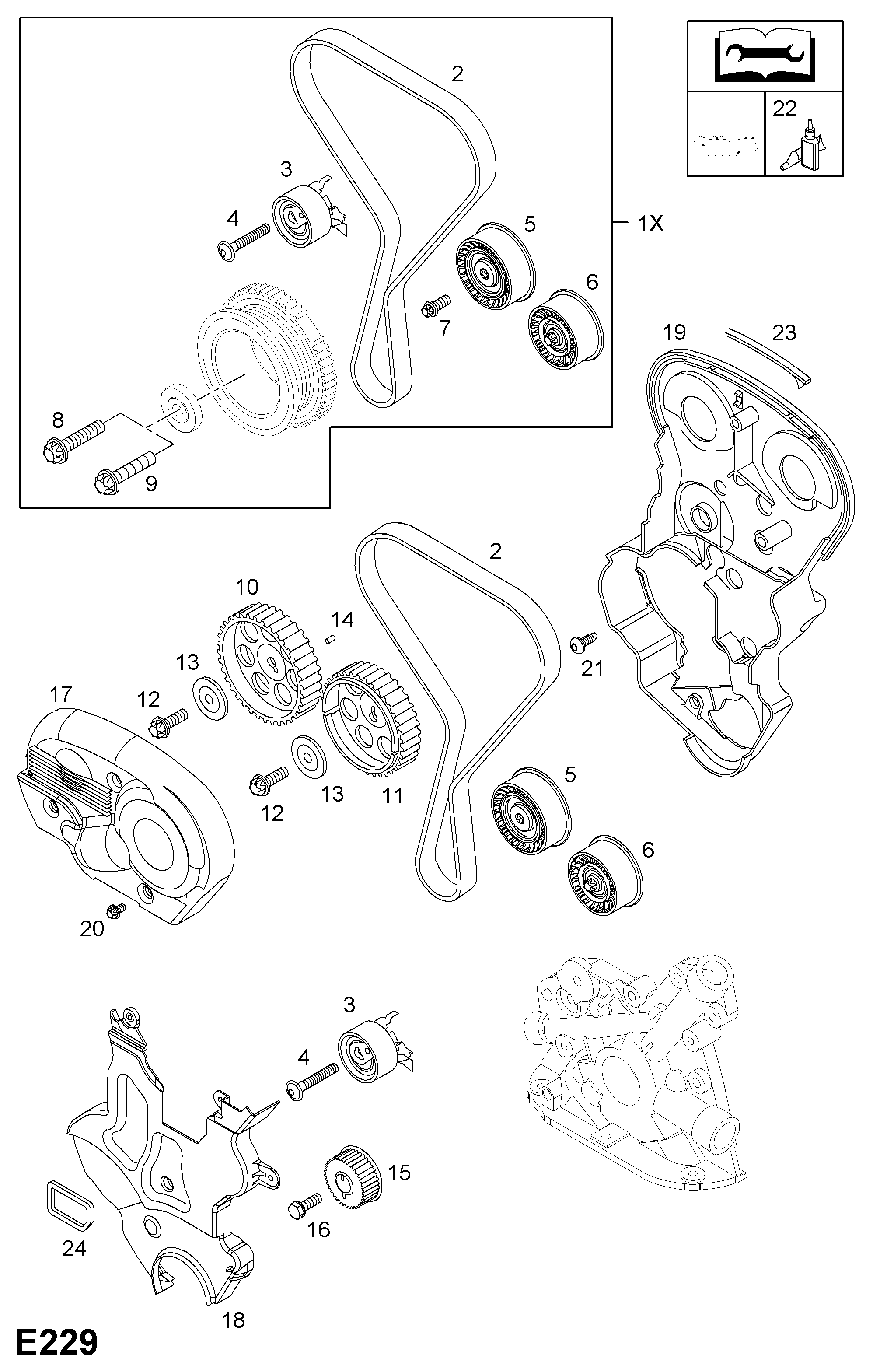 Vauxhall 5636740 - Водяной насос + комплект зубчатого ремня ГРМ autospares.lv