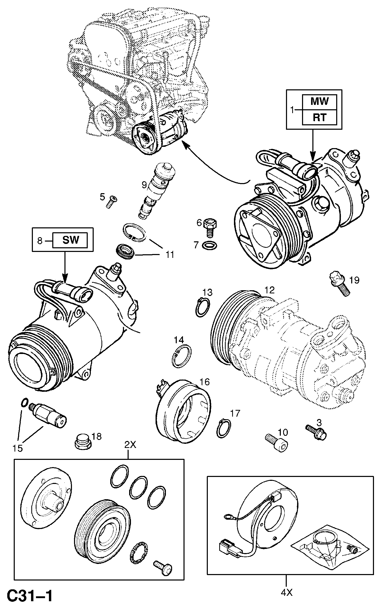 Opel 68 54 010 - Компрессор кондиционера autospares.lv