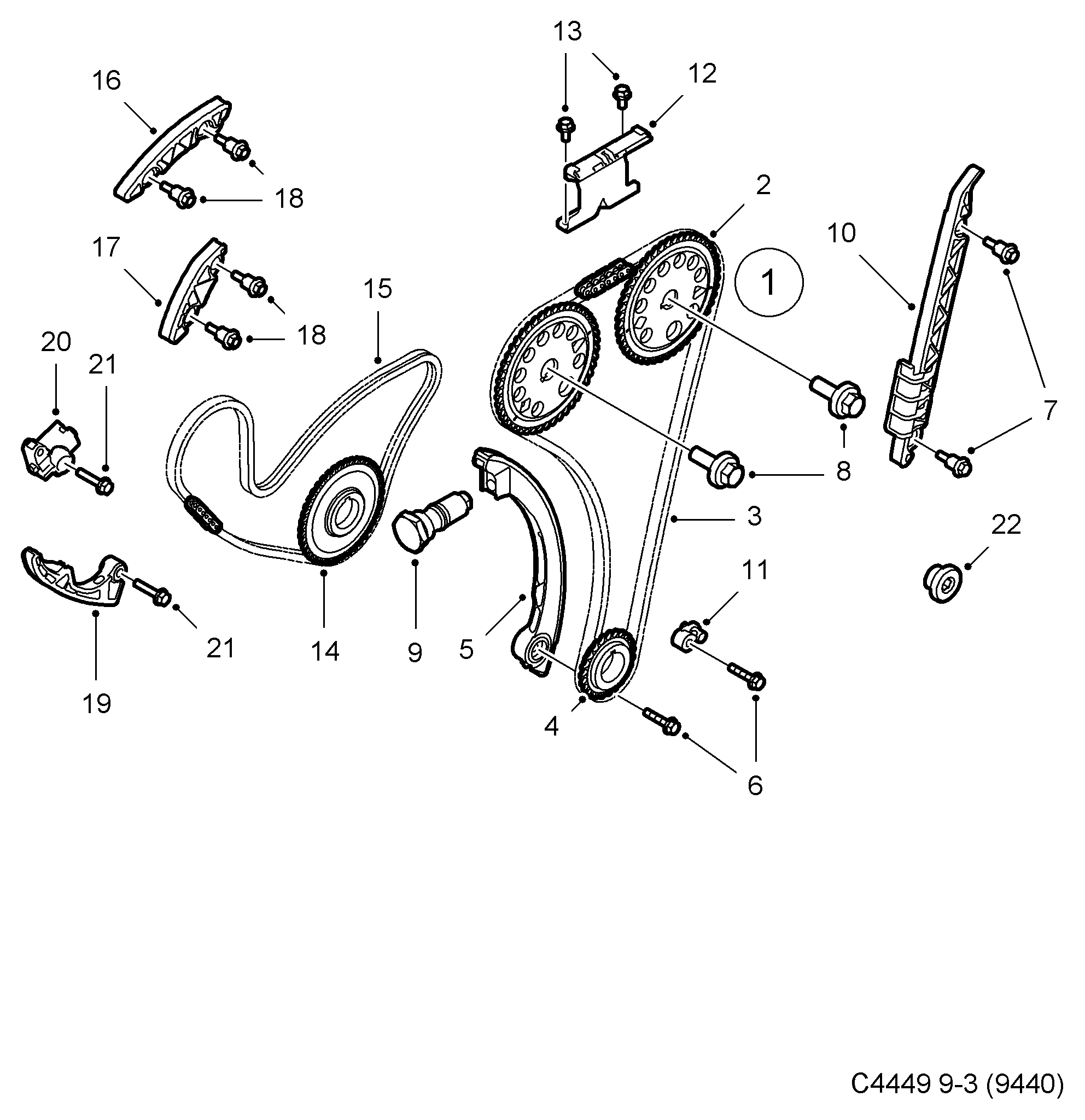 Opel 90537336 - Комплект цепи привода распредвала autospares.lv