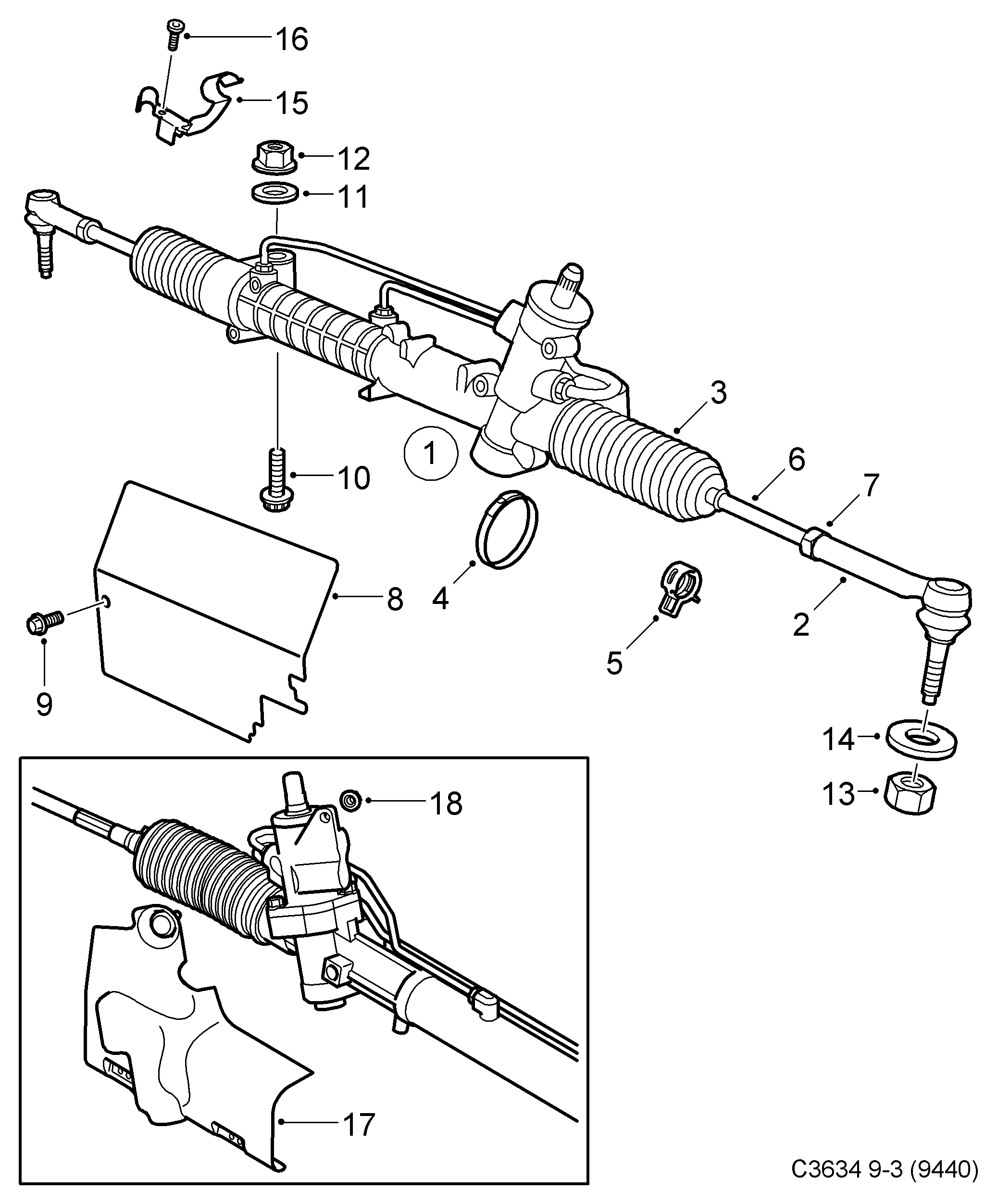 SAAB 12 801 423 - Наконечник рулевой тяги, шарнир autospares.lv