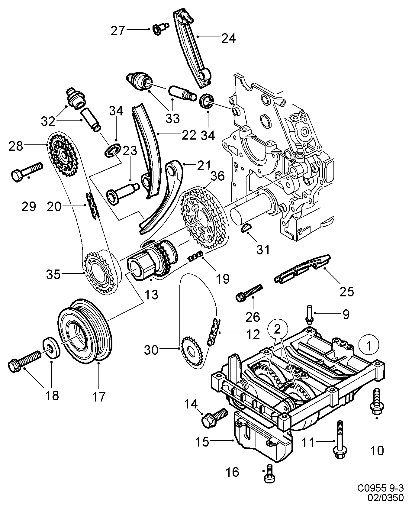 SAAB 95 44 347 - Планка успокоителя, цепь привода autospares.lv