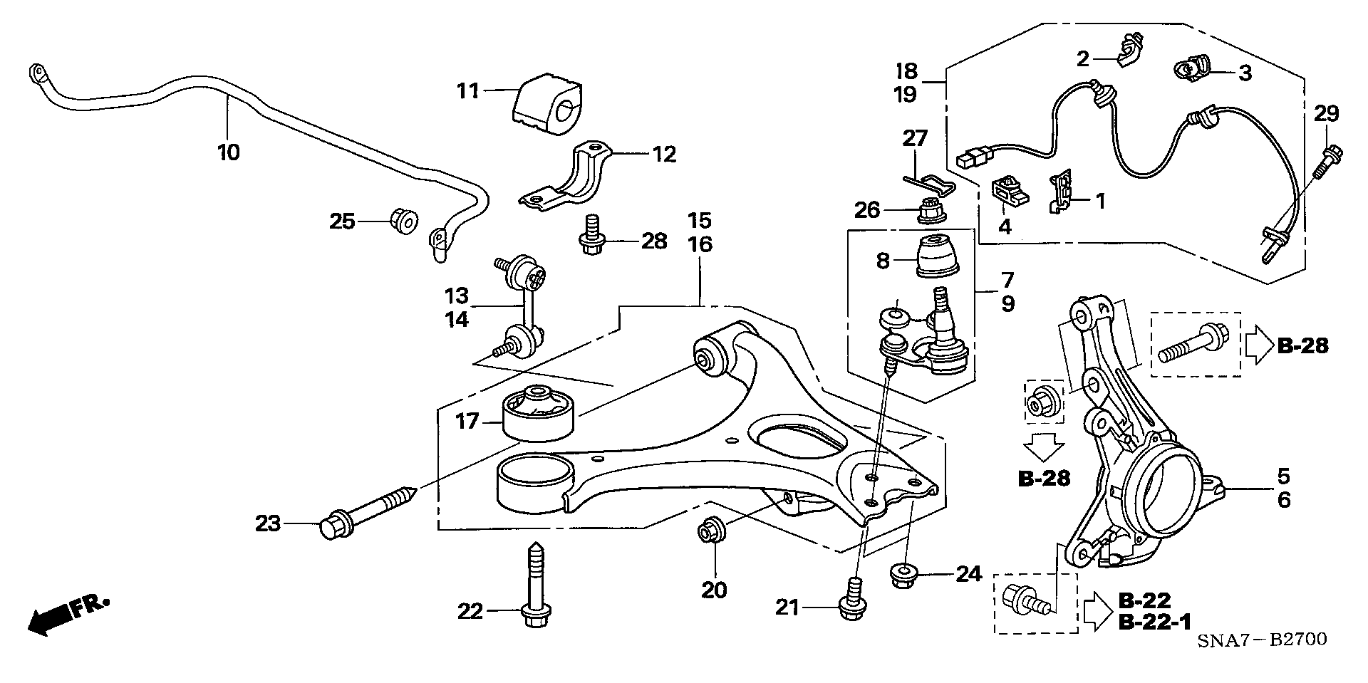 Honda 51220-SNA-A02 - Шаровая опора, несущий / направляющий шарнир autospares.lv