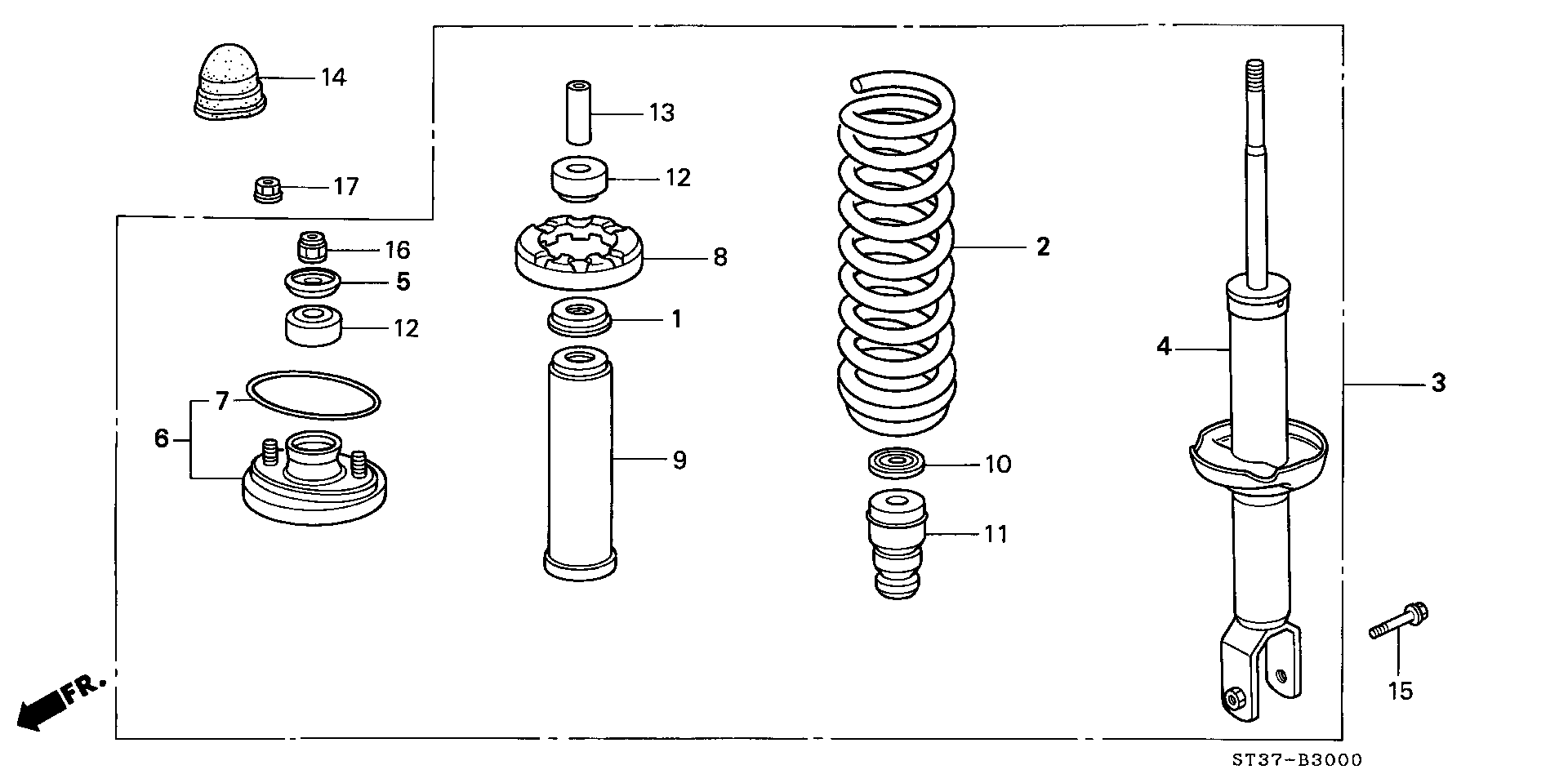 Honda 52725-SK3-000 - Опора стойки амортизатора, подушка autospares.lv