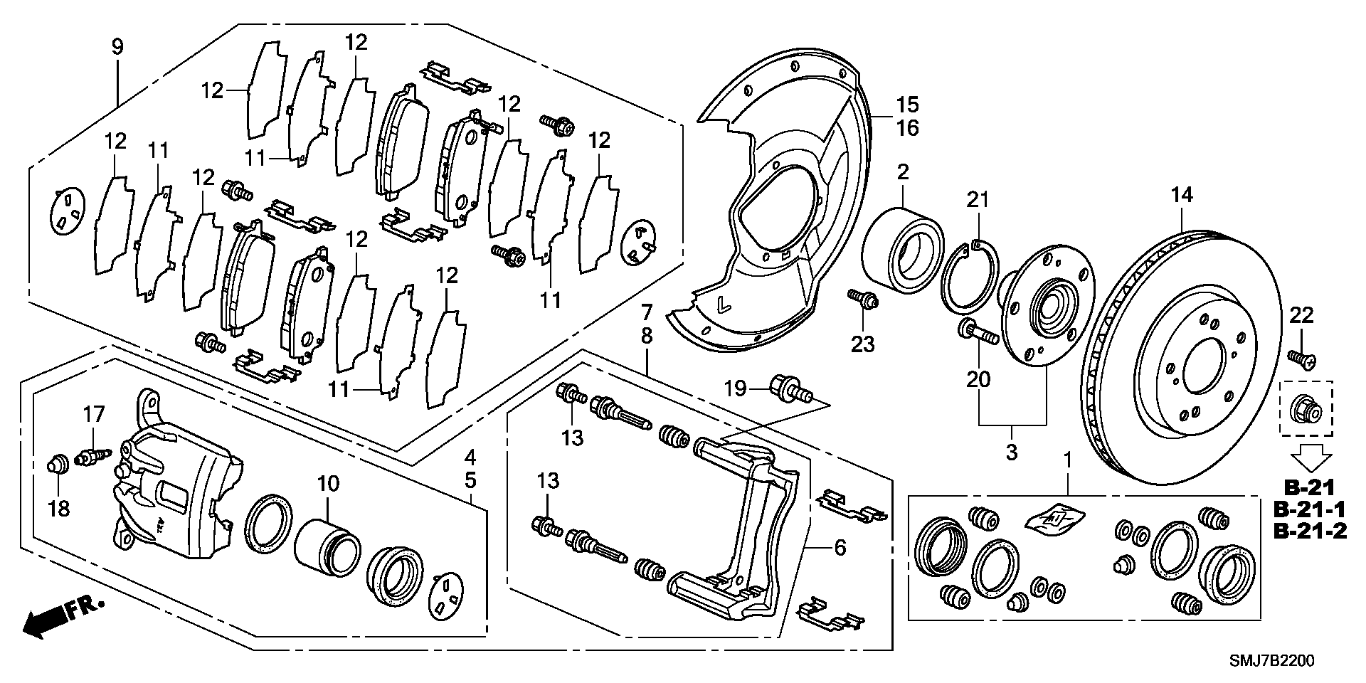 Honda 45022SMGE50 - Тормозные колодки, дисковые, комплект autospares.lv