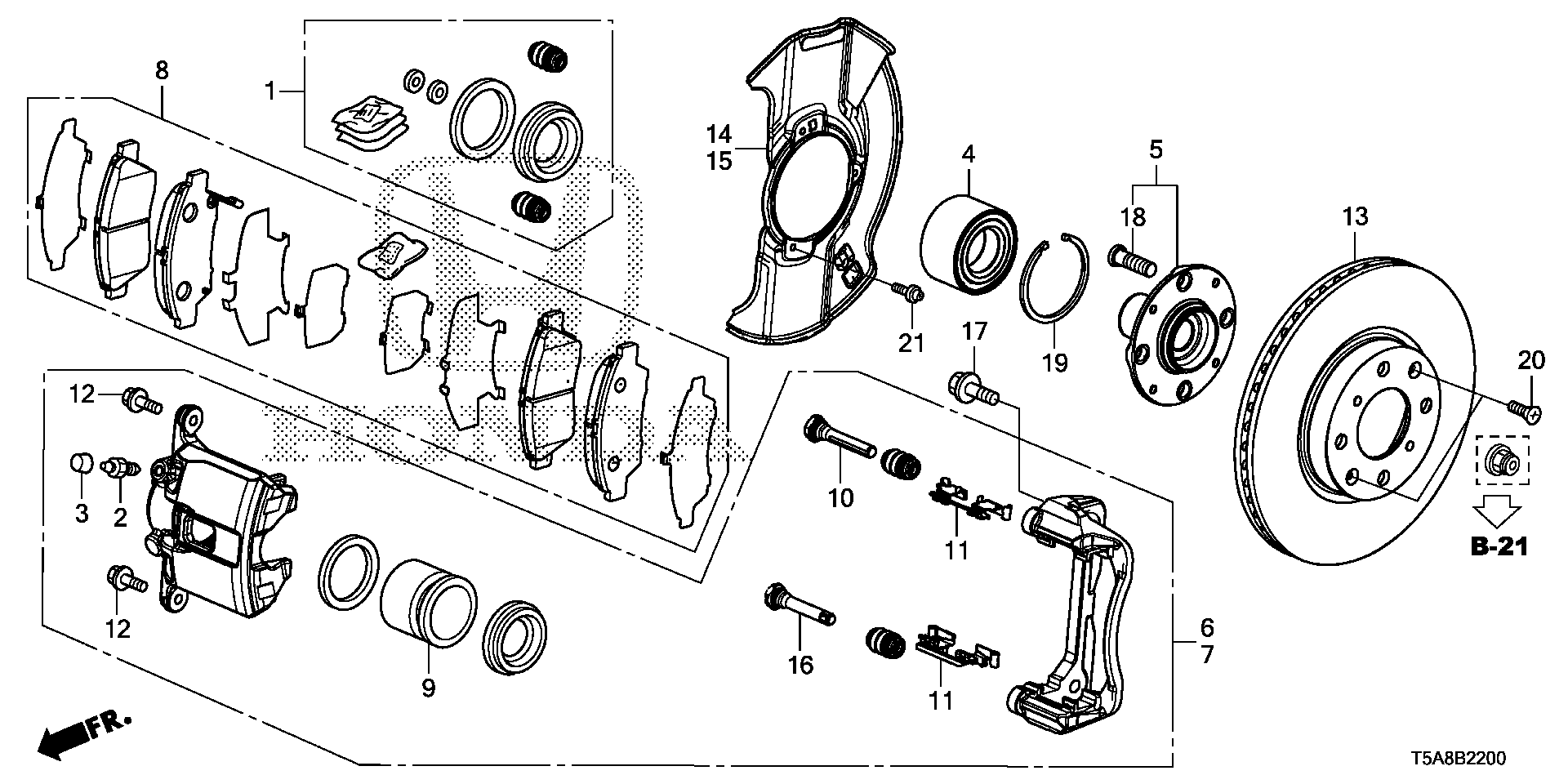 Honda 01463-S2A-010 - Ремкомплект, тормозной суппорт autospares.lv