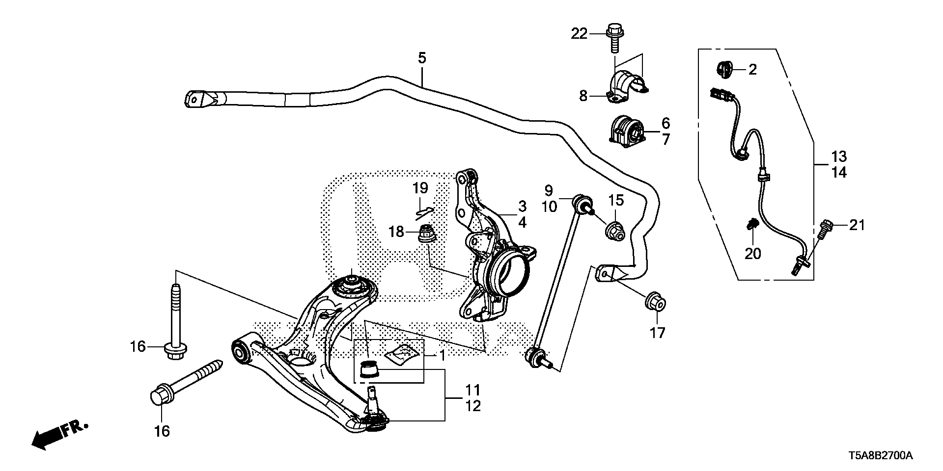 Honda 51350 T5A J01 - Сайлентблок, рычаг подвески колеса autospares.lv