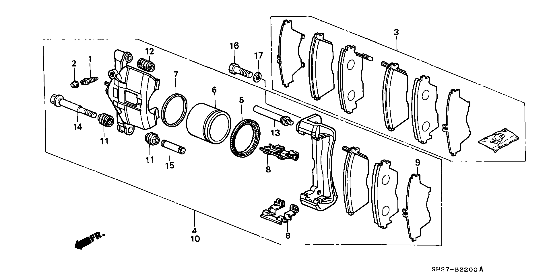 Honda 45022-SH3-509 - Тормозные колодки, дисковые, комплект autospares.lv