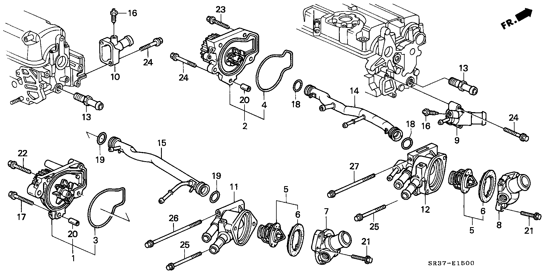 Honda 19 200 P01 003 - Водяной насос autospares.lv