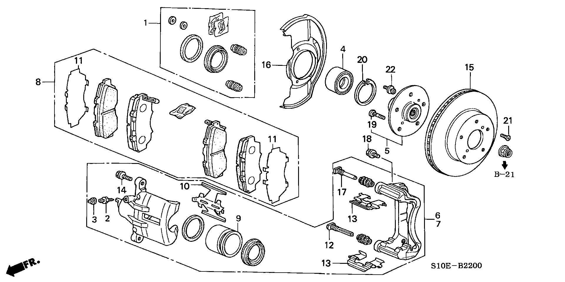 Honda 01463-SV4-000 - Ремкомплект, тормозной суппорт autospares.lv