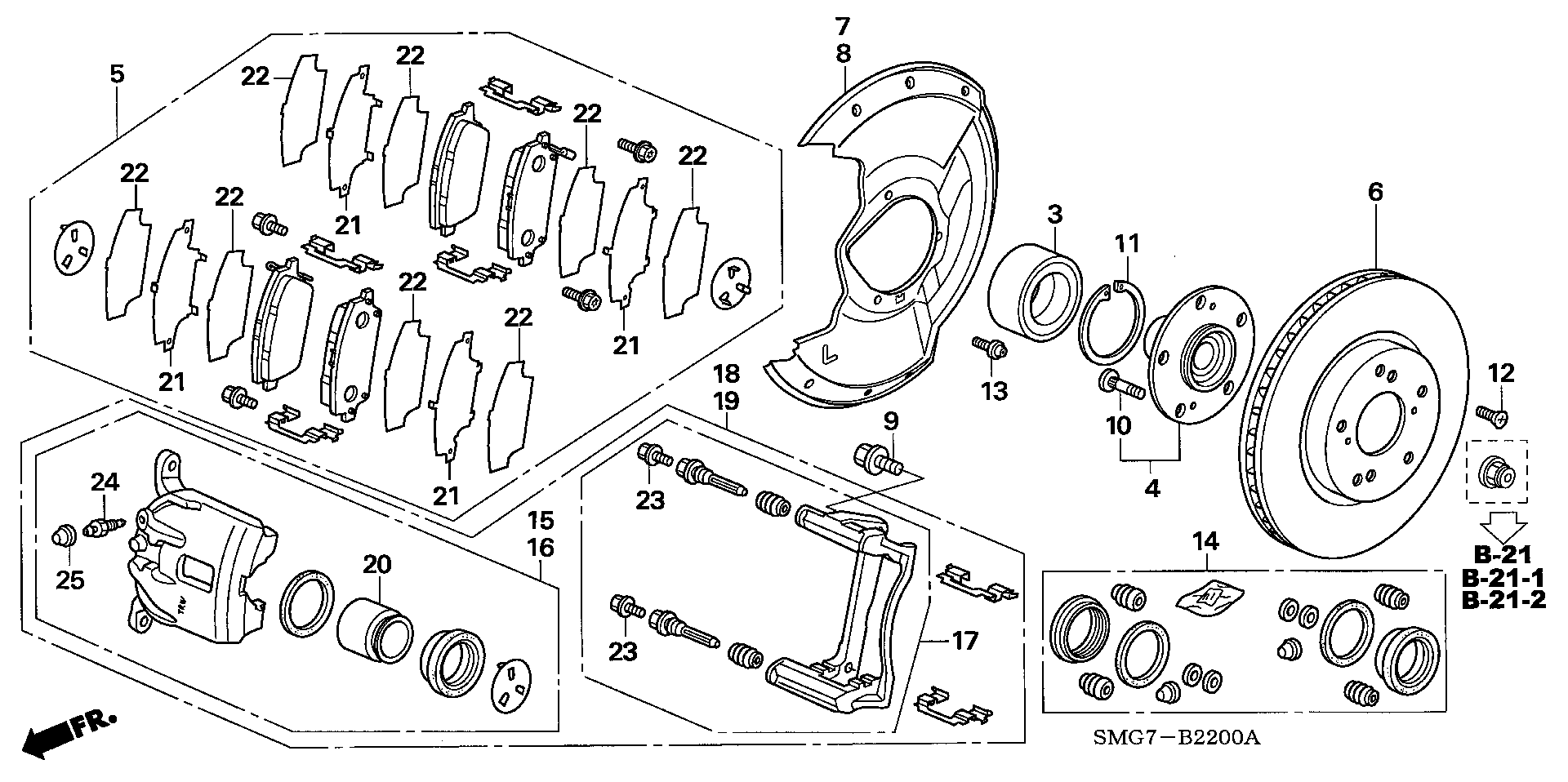 Honda 45022-SMG-E01 - Тормозные колодки, дисковые, комплект autospares.lv